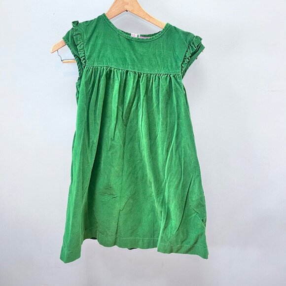 Mini Boden Girls Green Corduroy Ruffle Cap Sleeve Dress- Size 11/12Y - Picture 1 of 6